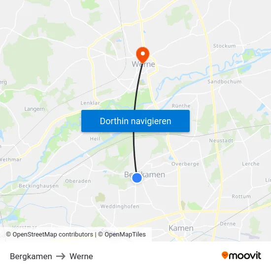 Bergkamen to Werne map