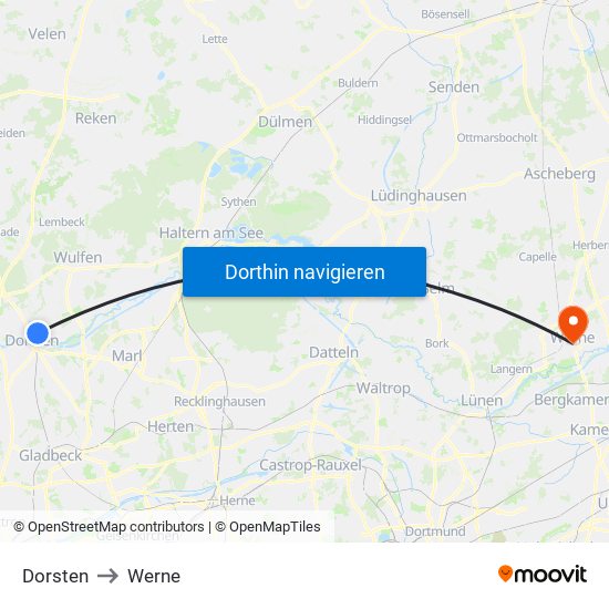 Dorsten to Werne map