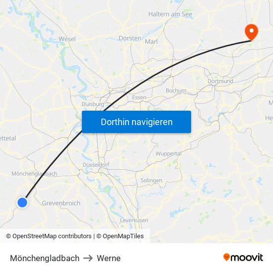 Mönchengladbach to Werne map
