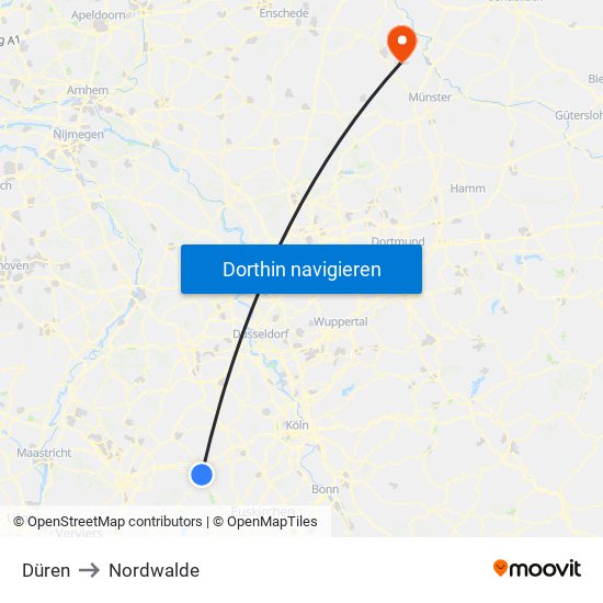 Düren to Nordwalde map
