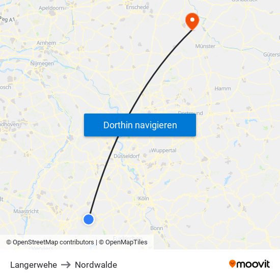 Langerwehe to Nordwalde map