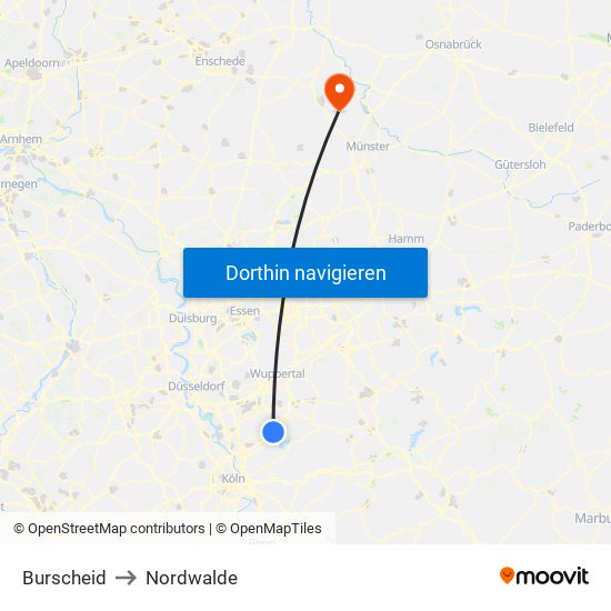 Burscheid to Nordwalde map