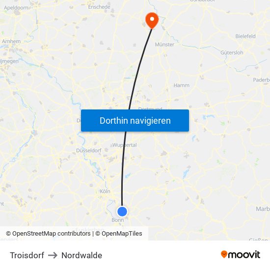 Troisdorf to Nordwalde map