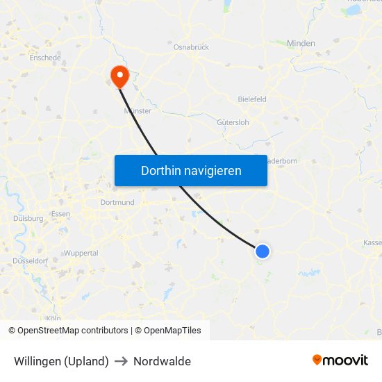 Willingen (Upland) to Nordwalde map