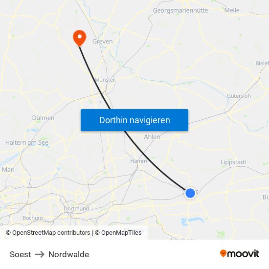 Soest to Nordwalde map