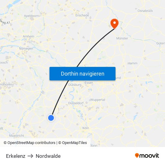 Erkelenz to Nordwalde map