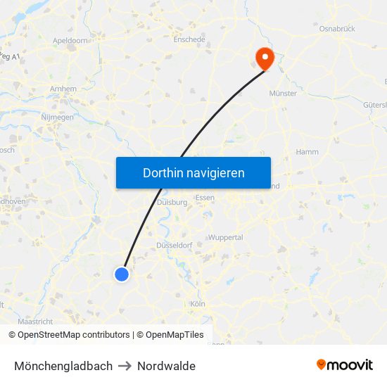 Mönchengladbach to Nordwalde map