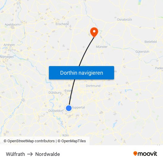 Wülfrath to Nordwalde map