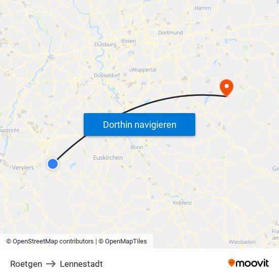 Roetgen to Lennestadt map