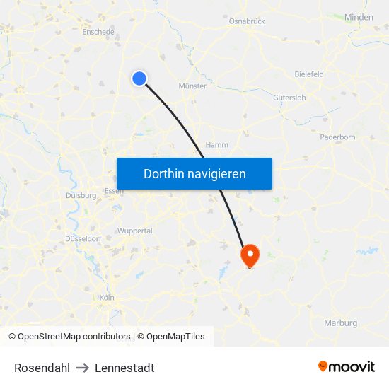 Rosendahl to Lennestadt map