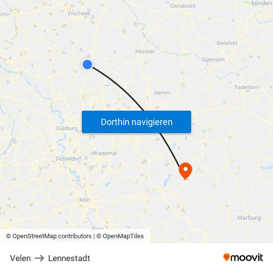 Velen to Lennestadt map
