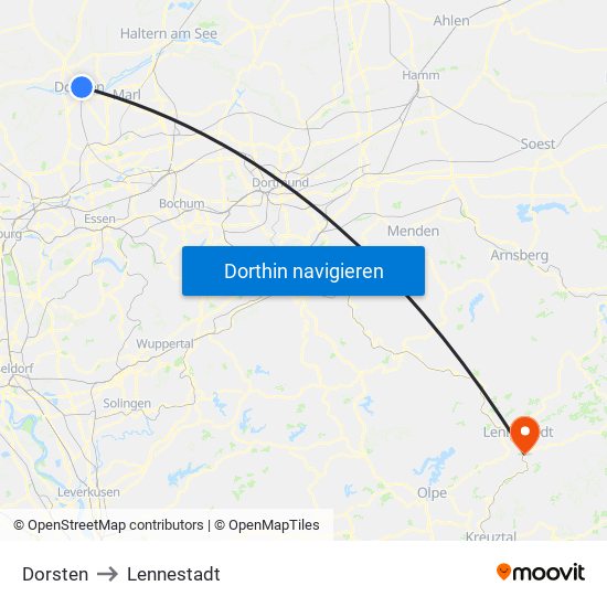 Dorsten to Lennestadt map