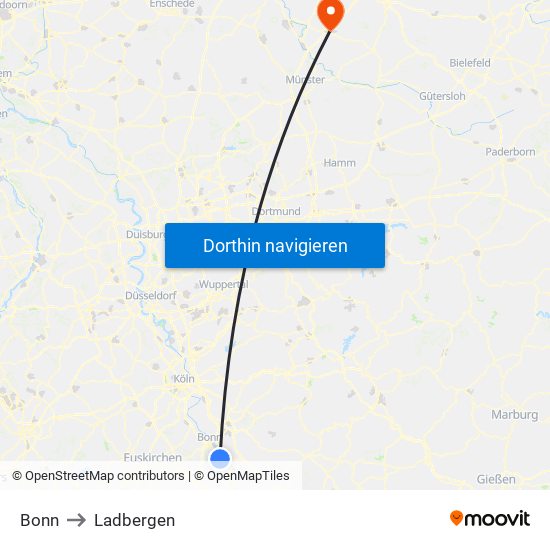 Bonn to Ladbergen map
