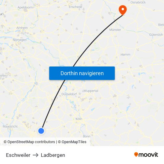 Eschweiler to Ladbergen map