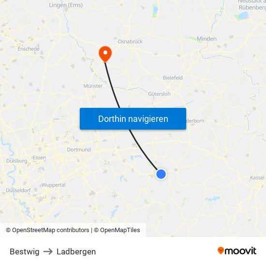 Bestwig to Ladbergen map