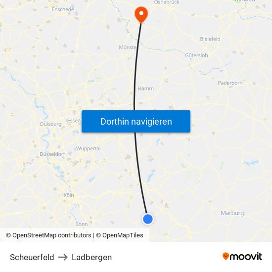 Scheuerfeld to Ladbergen map