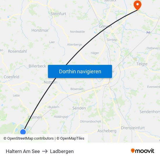 Haltern Am See to Ladbergen map