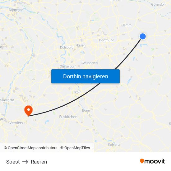 Soest to Raeren map