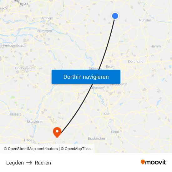 Legden to Raeren map