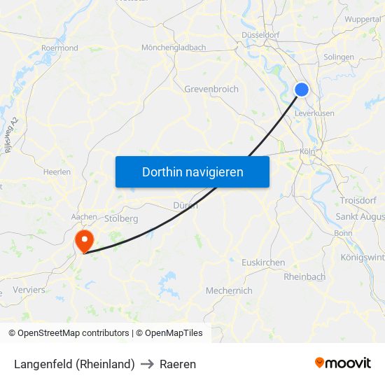 Langenfeld (Rheinland) to Raeren map