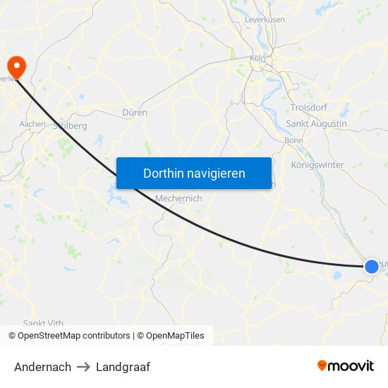 Andernach to Landgraaf map