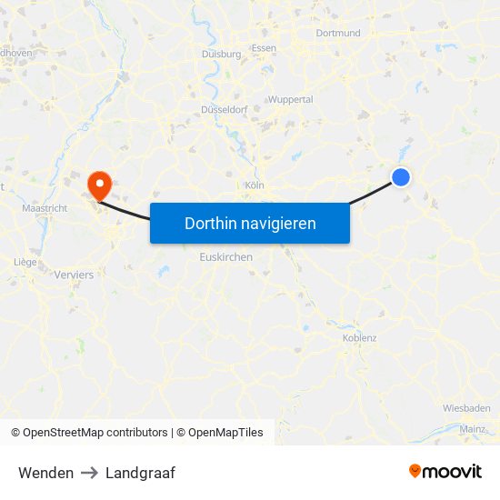 Wenden to Landgraaf map