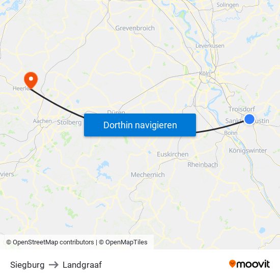 Siegburg to Landgraaf map