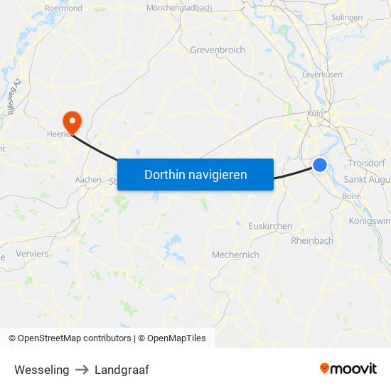 Wesseling to Landgraaf map