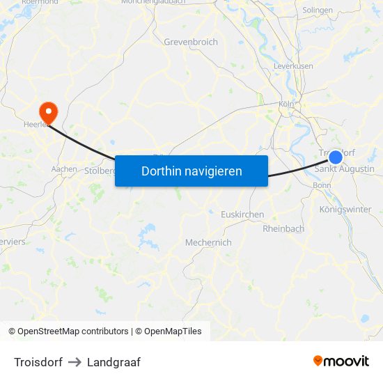 Troisdorf to Landgraaf map