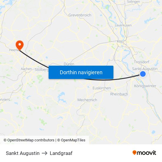 Sankt Augustin to Landgraaf map