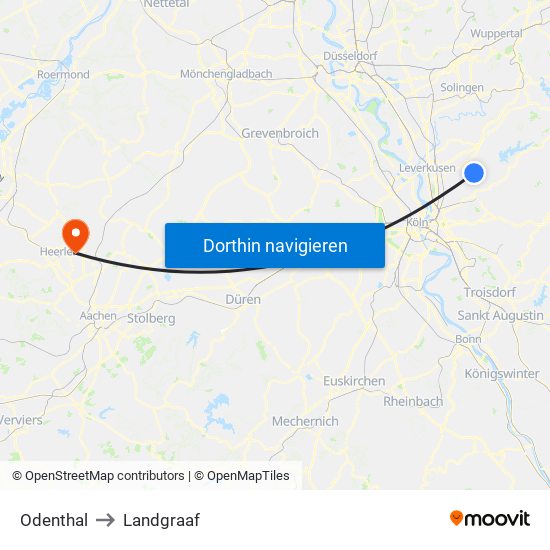 Odenthal to Landgraaf map