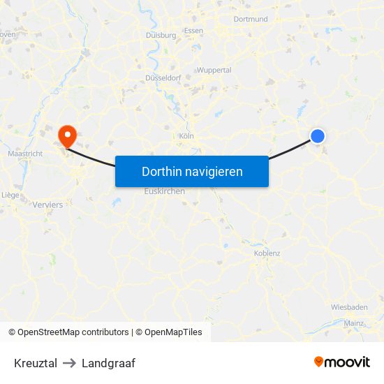 Kreuztal to Landgraaf map