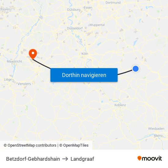 Betzdorf-Gebhardshain to Landgraaf map