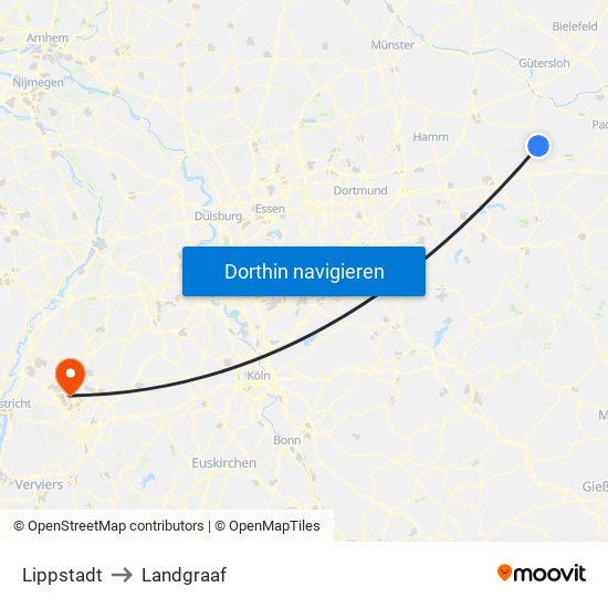 Lippstadt to Landgraaf map