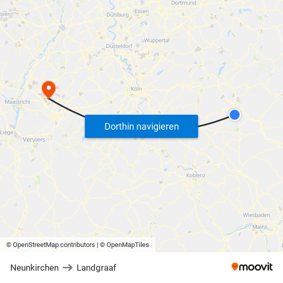 Neunkirchen to Landgraaf map