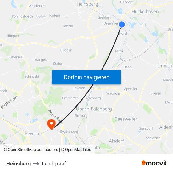 Heinsberg to Landgraaf map