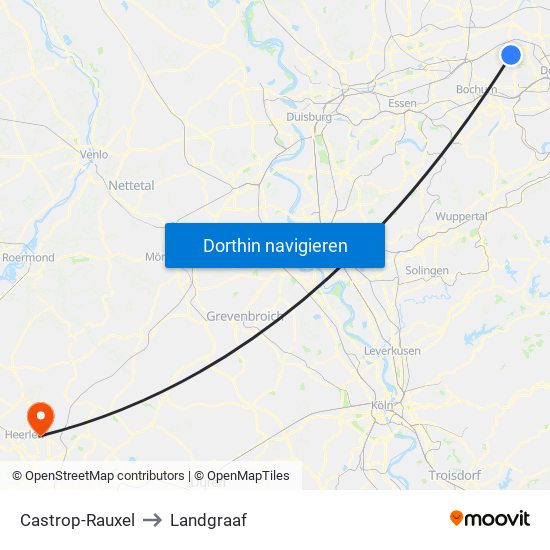 Castrop-Rauxel to Landgraaf map