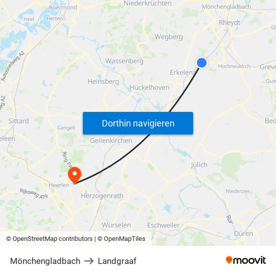 Mönchengladbach to Landgraaf map