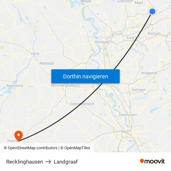 Recklinghausen to Landgraaf map