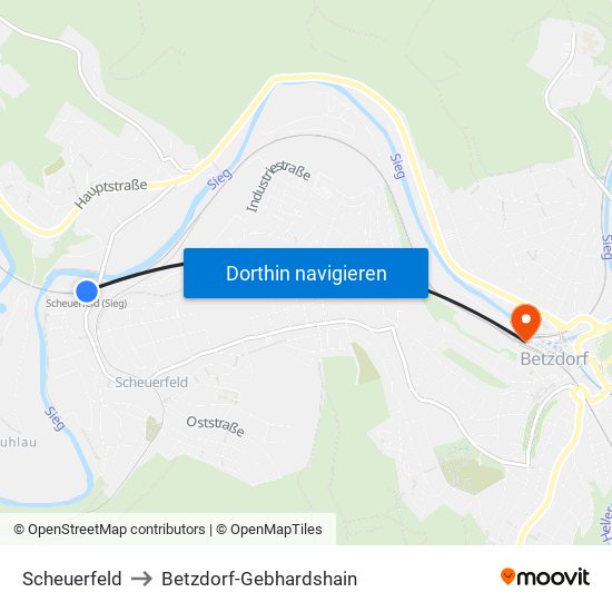 Scheuerfeld to Betzdorf-Gebhardshain map