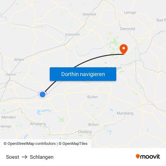Soest to Schlangen map