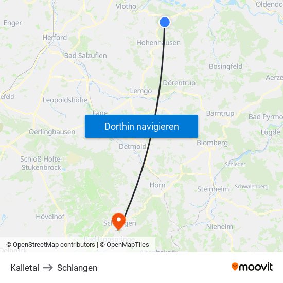 Kalletal to Schlangen map