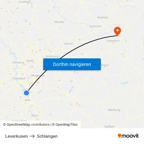 Leverkusen to Schlangen map