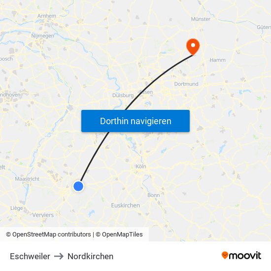 Eschweiler to Nordkirchen map