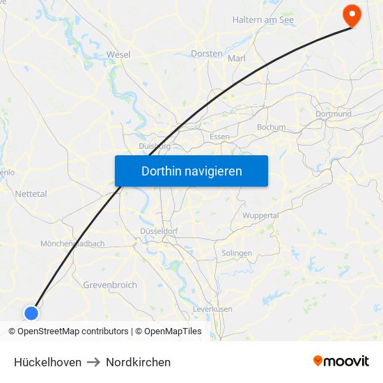 Hückelhoven to Nordkirchen map