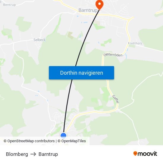 Blomberg to Barntrup map