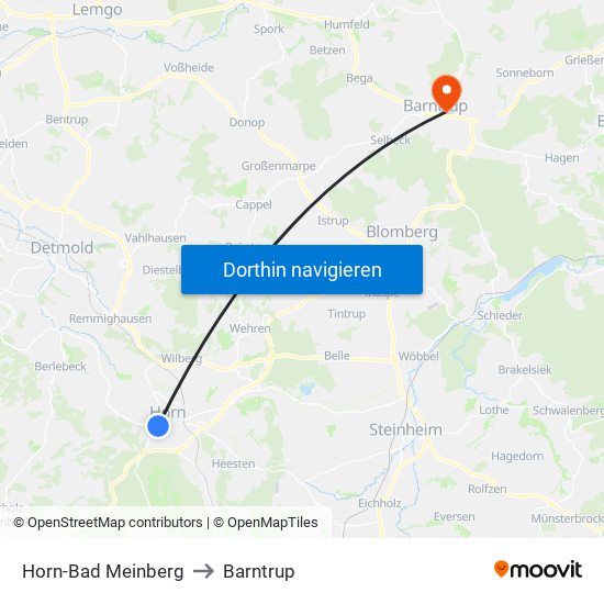 Horn-Bad Meinberg to Barntrup map