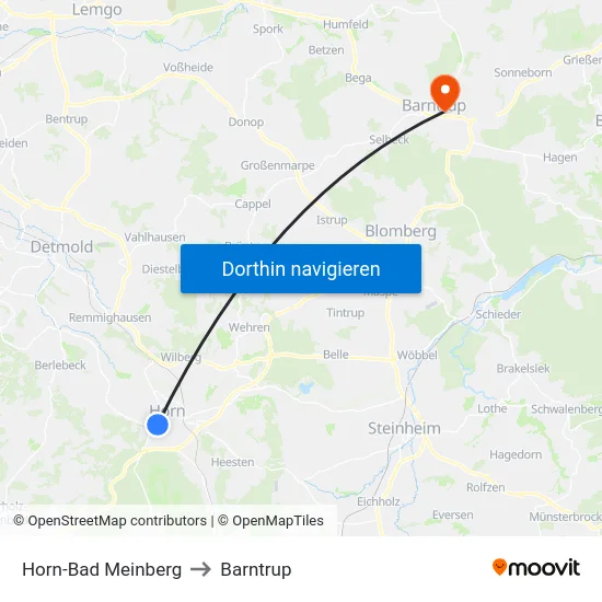 Horn-Bad Meinberg to Barntrup map