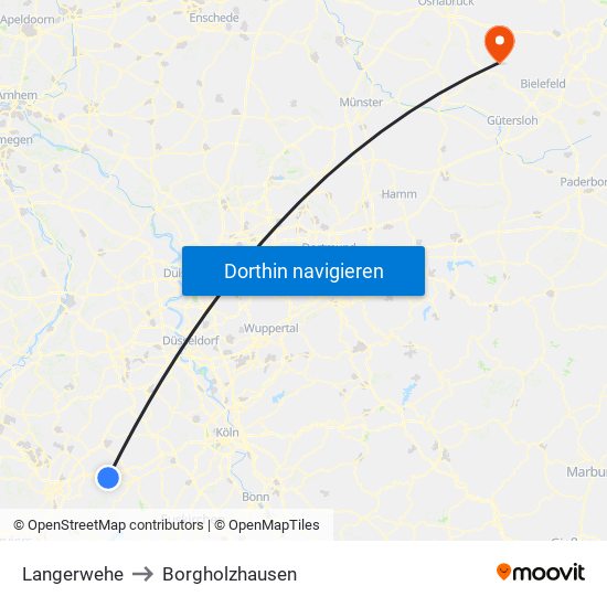 Langerwehe to Borgholzhausen map