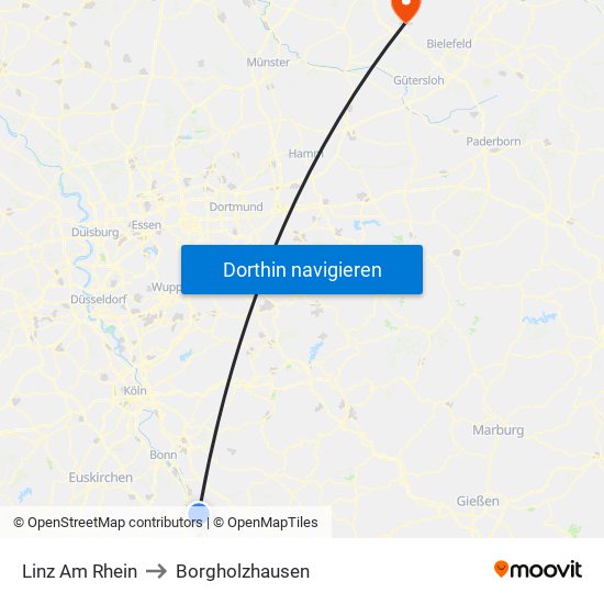 Linz Am Rhein to Borgholzhausen map